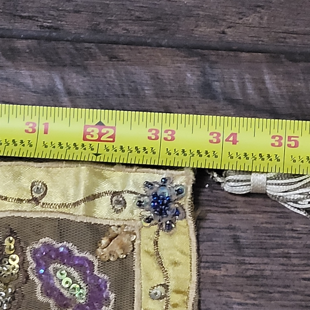 Handmade Indian Sequin Beaded Mesh Table Cloth - Picture 13 of 15